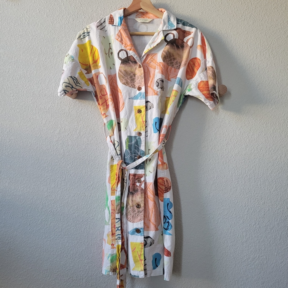 GORMAN Urn Your Keeps Short Sleeve Button Down Dress Pottery AU6, US 2